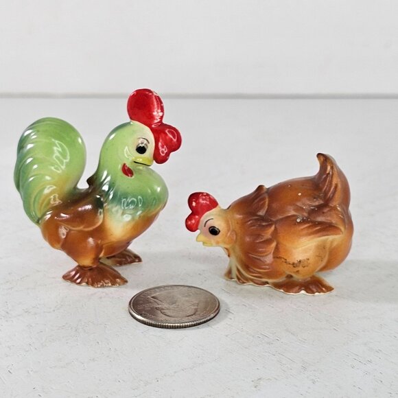 Vintage Josef Originals Miniature Hen Rooster Japan 1970s Chicken Farm *Chipped* - Picture 2 of 10